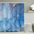 thumbnail image 2 of Blue Marble Shower Curtain Set for Kids Bathroom Abstract Luxury Waterproof Fabric RV Stall Home Decor Modern Farmhouse Watercolor Room Partition for a Playful Yet Elegant Look Includes Hooks (72"x84, 2 of 6