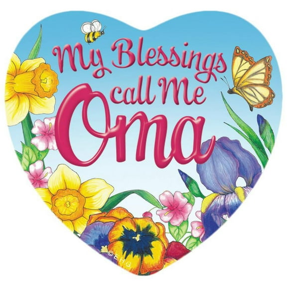 Oktoberfest Haus Multicolor Ceramic Collectible Heart Magnet: My Blessings Call Me Oma for Home Decor and Fridge Refrigerator Magnet