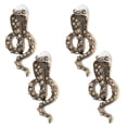 thumbnail image 1 of 3 pares de pendientes de aleación con diseño de serpiente y diamantes de imitación, joyería exquisita., 1 of 14