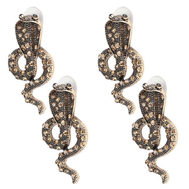 3 pares de pendientes de aleación con diseño de serpiente y diamantes de imitación, joyería exquisita.