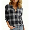 thumbnail image 5 of Flannel Shirt Women Button Front V-Neck Pullover Plaid Shirts Christmas Casual Long Sleeve Fall Flannels Tops, 5 of 8