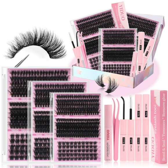 Kit de pestañas postizas YIDUO Lashes Clusters Lash, 770 unidades con Bond&Seal