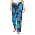 thumbnail image 2 of Picia Blue Butterflies Womens Soft Woven Cotton Elastic Waistband Sleep Pajama Pant Lounge Sleep Pant With Pockets And Drawstring-Large, 2 of 9