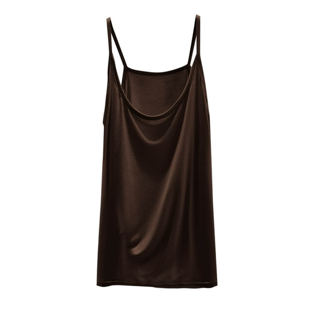 Posijego Camisoles Grande Taille pour Femmes Col Rond Bretelles Spaghetti Cami Débardeur Sans Manches