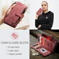 thumbnail image 3 of for Samsung Galaxy S24 Case, Wallet Case with Card Holder Kickstand Magnetic Zipper Pocket Lanyard Strap Wristlet,Leather Flip Case Wallet for Samsung Galaxy S24,Red, 3 of 9