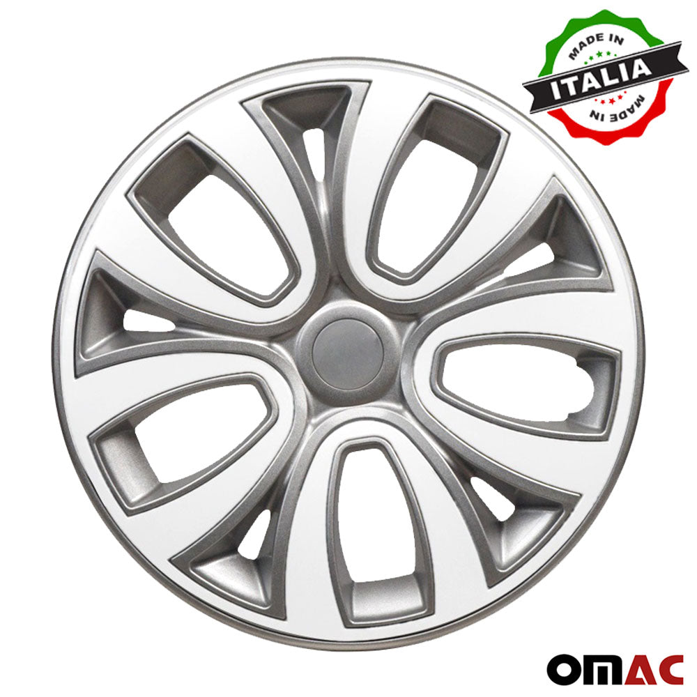 16 Inch Hubcaps Wheel Rim Cover Glossy Grey with White Insert 4pcs Set ...