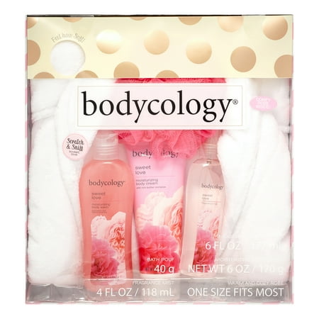 Bodycology Warm and Cozy Bath Robe and Bath Gift Set, Sweet Love, 5 Pieces