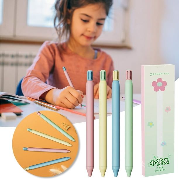 Bolígrafo retráctil de gel con forma de flor, punta de 0,5 mm, para escribir, material escolar y de oficina, para estudiantes adultos, escritura y diario, bolígrafo pequeño para oficina.