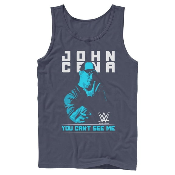 Mens WWE John Cena You Can't See Me Blue Tank Top