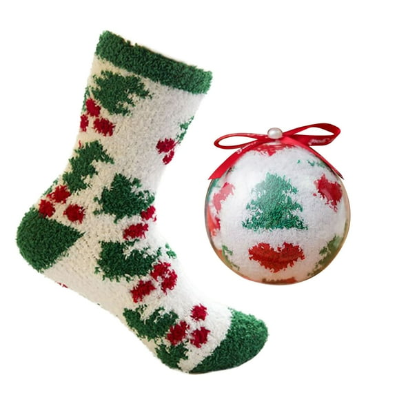 EnJoCho Clearance Christmas Socks Birthday Socks with Velvet and Thickened Coral Velvet Acrylic Christmas Socks for Men and Women Adult Xmas Winter Themed Charming Socks Heated Socks Bulk Cute&Fun
