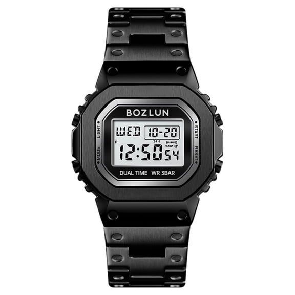 SKMEI Men's Digital Stainless Steel Watch Backlit Multifunction Stopwatch Waterproof Sport Watches