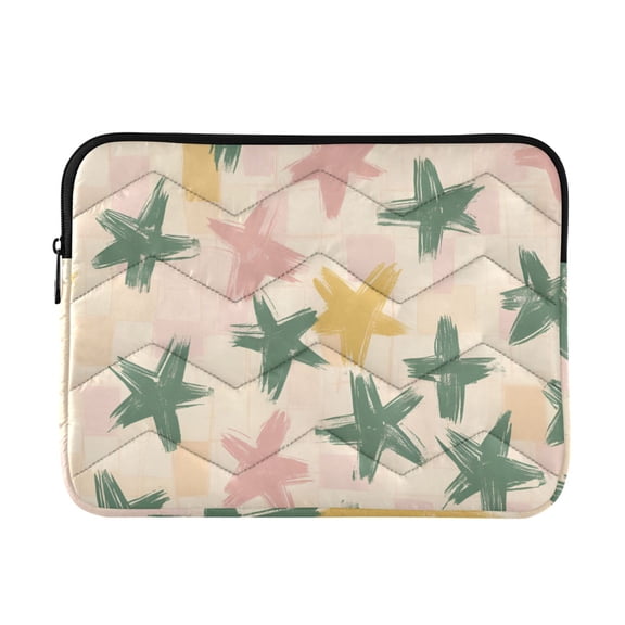 FORMRS 13-13.3 inch Laptop Sleeve Case Soft Carrying Quilted Computer Bag Cover, Pastel Pink Stars