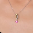 thumbnail image 3 of 925 Silver and 10K Yellow Gold Pink Mystic Topaz and White Lab Grown Diamond Pendant Necklace for Women | 0.63 Cttw | Gemstone November Birthstone | Heart Shape 5MM | With 18 inch Chain, 3 of 6