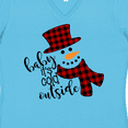 thumbnail image 4 of Inktastic Baby It's Cold Outside Cute Snowman in Plaid Print Women's V-Neck T-Shirt, 4 of 5