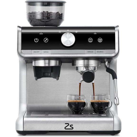 Espresso Machine with Integrated Grinder and Auto Milk Frother,20 Bar Espresso Maker with Seconds Heat Up,Steam Wand,Removable Water Tank,Home Cappuccinos and Lattes Coffee Machine