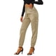 thumbnail image 1 of Pantalones cargo de satén sedoso de tiro alto elástico con cordón para mujer Caqui XL, 1 of 6