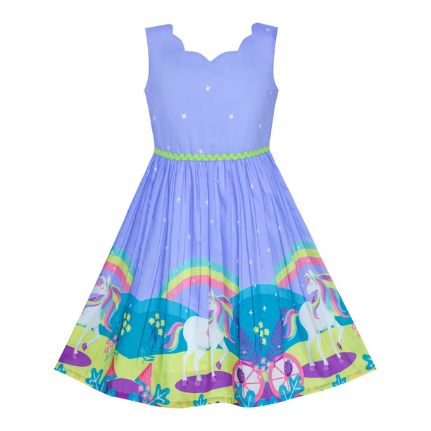 Sunny Fashion - Girls Dress Unicorn Rainbow Halloween Costume Princess ...