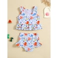 thumbnail image 2 of Bslissey 18M-6T Kids Girls Swimsuit Outfits Cute Cartoon Print Sleeveless Ruffle Tank Tops + Shorts 2Pcs Bikini Split Swimwear Set Toddler Casual Summer Bathing Suits, 2 of 8