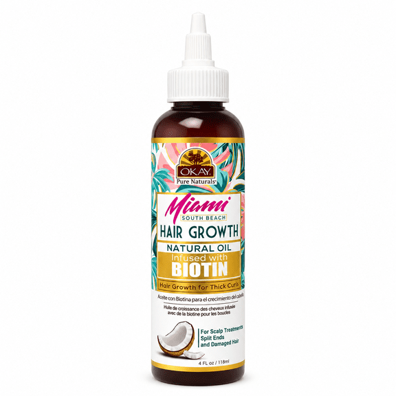 OKAY Black Jamaican Castor Oil with Coconut & Hibiscus Hair Growth Oil, Moisturizing & Strengthening Formula for Hair & Scalp, 4 oz