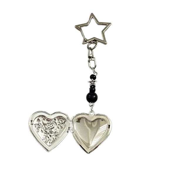 ZPAQI Openable Heart Keychain Silver Color Love Bag Charm Portable Wallet Accessory