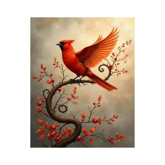 Paint by Numbers Kit for Adults, Red Bird On Twisted Branches Paint by Numbers, Easy Paint by Numbers Kit for Adults Beginner, DIY Adult Paint by Number Kits on Canvas, 12x16in Home Decor