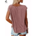 thumbnail image 4 of PULLIMORE Womens Summer Tops Casual V Neck Cap Sleeve Ladies Blouses Basic Loose T Shirts (XL, Pink), 4 of 7