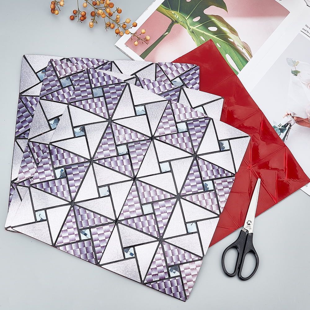 5 Pcs Glass Mirrors Mosaic Tiles Self-Adhesive Mosaic Peel Geometric Patterns Backsplash Tile for Home Decoration or DIY Crafts