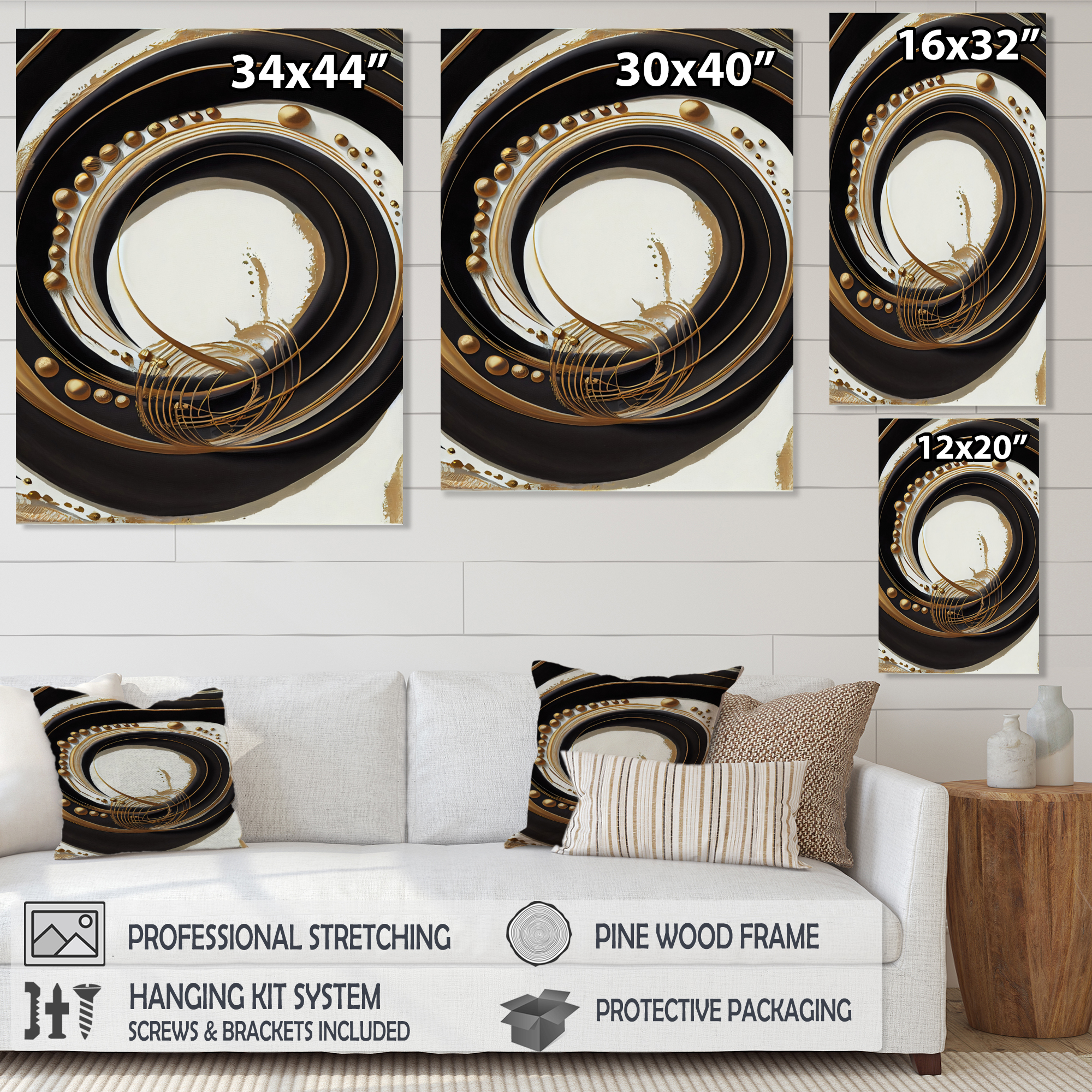 Designart Gold Glamour Circle III Canvas Wall Art