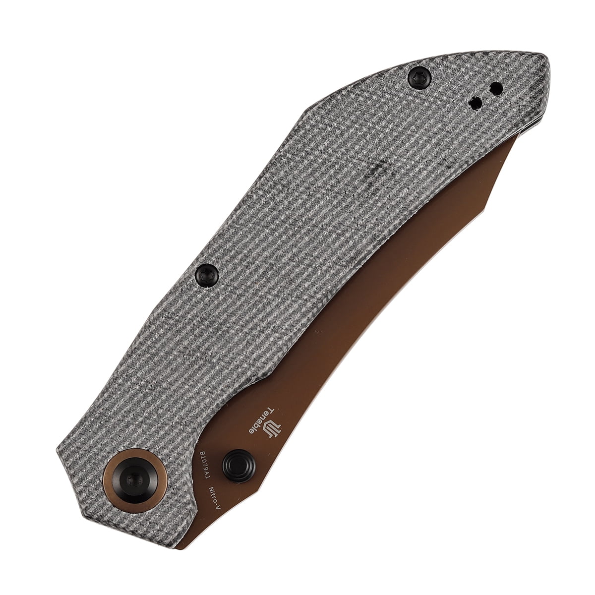 Tenable Tipper Folding Pocket Knife 3.39'' Rose Gold Nitro V Blade,Black Micarta Handle,B1079A1
