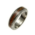 thumbnail image 1 of Genuine inlay Hawaiian koa wood wedding band ring titanium scroll 6mm size 10, 1 of 4