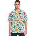 thumbnail image 3 of Camisas gráficas de Mahjong con estampado completo para hombre, camisas hawaianas informales de manga corta con botones y blusas y camisas de gran tamaño para hombre, 3 of 5