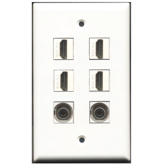 Ultra Spec Cables 4 Port HDMI 2 3.5mm Wall Plate w/Female/Female Jacks