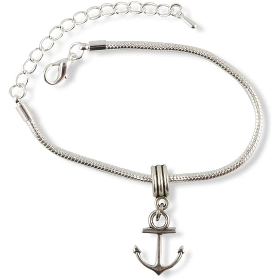 Boat Anchor Snake Chain Charm Bracelet