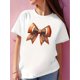 thumbnail image 1 of Girls' Casual Black T-Shirt with Stylish Bow Print - Short Sleeve, Round Neck, 100% cotton, Comfortable , Ideal for Summer Outdoor Activities, Girls T-shirts Tee For Adult, Men, Women, Teen, Teenager, 1 of 8