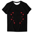 thumbnail image 2 of Aufmer 5 Pcs T-Shirt à Manches Courtes Imprimé pour Femmes, T-Shirt Col Rond Décontracté avec Motif à la Mode, Haut en Polyester Doux pour Printemps Été, Usage Quotidien Polyvalent pour Diverses Occasions (Noir), 2 of 3