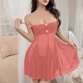 thumbnail image 4 of Gibobby Pijamas Mujer Verano Sexy Pijamas Camisón camisola Sexy de Color sólido para mujer, ropa de dormir transparente de estilo francés(Rosa,Talla única), 4 of 5