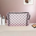 thumbnail image 5 of 1 Pc Mesh Flocking Heart Pattern Makeup Bag for Travel Pink Mesh Fabric, 5 of 6