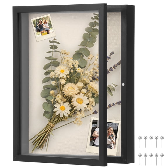 Shadow Box Frame 11x14 inch Front Open Magnetic Shadow Box Display Case with Pin for Photo or 3D Itme Tabletop or Wall Mount Display Case for Memorabilia