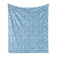 thumbnail image 1 of Rain Soft Flannel Fleece Throw Blanket, Cartoon Sun Moon Cloud Star with Weather Pattern, Cozy Plush for Indoor and Outdoor Use, 50" x 60", Pale Azure Blue White, by Ambesonne, 1 of 6