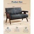 thumbnail image 3 of LAZZO 50" Loveseat Sofa, Faux Leather Upholstered Couch with Wooden Armrests for Small Spaces, Black, 3 of 9