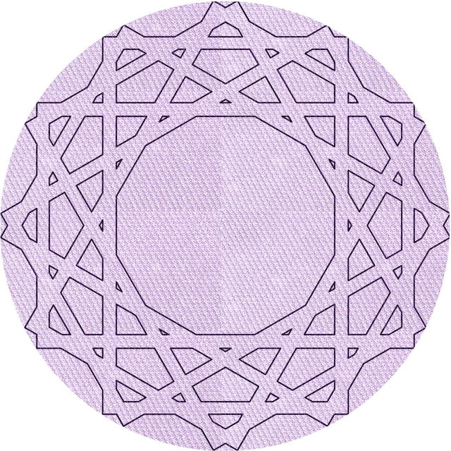 Ahgly Company Machine Washable Indoor Round Transitional Bright Lilac Purple Area Rugs, 4' Round