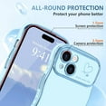thumbnail image 4 of for iPhone 15 Pro Max Case for Women Girls, Cute Wave Frame Curly Shape with Love Heart Raised Camera Protection Cover Luxury Plating Shockproof Phone Case for iPhone 15 Pro Max, Baby Blue, 4 of 16