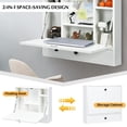 thumbnail image 6 of Giantex Floating Desk, Small Wall-mounted Computer Desk w/ Storage Drawer & Shelves, Convertible Writing Desk w/ Fold-up Desktop for Home Office Dormitory Small Spaces, White, 6 of 10