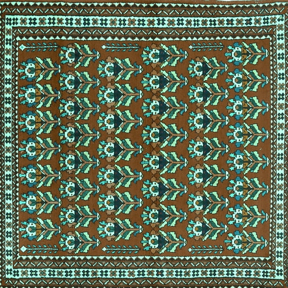 Ahgly Company Indoor Square Persian Turquoise Blue Traditional Area Rugs, 3' Square