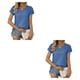 thumbnail image 2 of Qarigey Camiseta plisada de manga corta de verano con cuello en V de Color sólido, camisetas básicas, camisetas sueltas elásticas y fluidas, Type10 NO10, 2 of 6