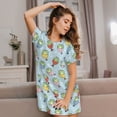 thumbnail image 3 of Pofeuu Frog In Mermaid Print Women's Loose Fit Short Sleeve Nightgown, Comfortable Sleep Dress for Women, Casual Lounge Sleepwear, Soft Cotton Sleep Dress, 3 of 6