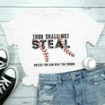 thumbnail image 2 of Endives Thou Shall Not Steal Unless You Can Beat The Throw Women's Letter Baseball Love Print Round Neck Short Sleeve T Shirt Top, 2 of 6