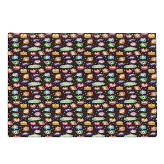 Alien Cutting Board, Abstract Beings with Facial Expressions Crying Laughing Happy Colorful Stars, Decorative Tempered Glass Cutting and Serving Board, Large Size, Multicolor, by Ambesonne