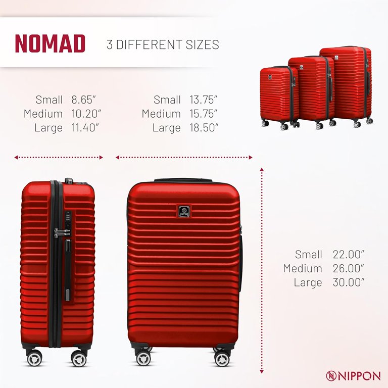 Nippon Luggage Nomad Rolling Hardside Spinner Suitcase with Wheels