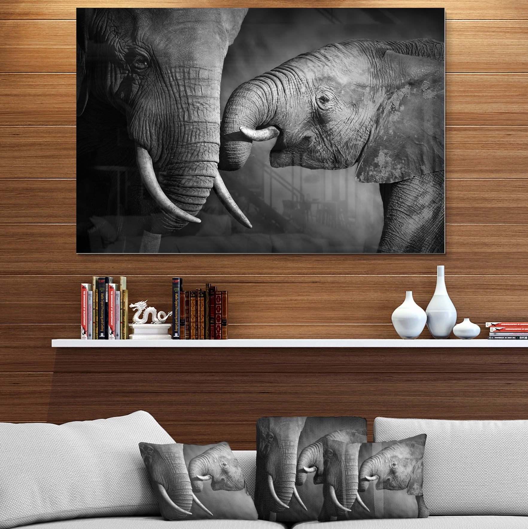 Designart 'Elephants Showing Affection ' Abstract Metal Wall Art